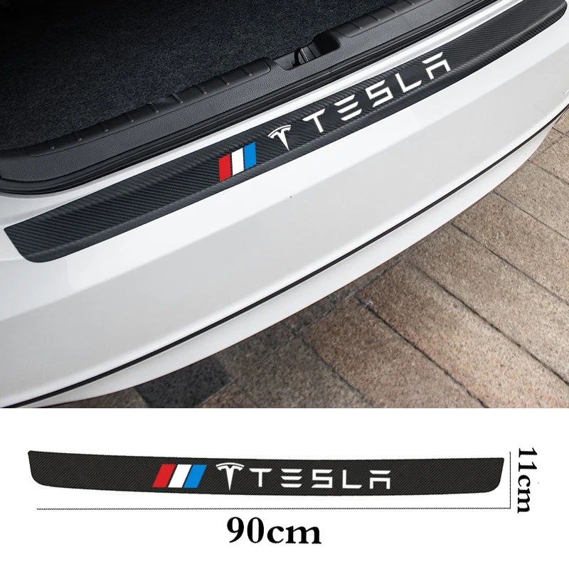 

4 pcs car door sill protector carbon fiber vinyl leather for Tesla model 3 Model X model Y model s Auto Accessories