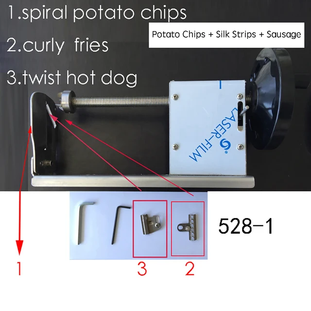 Commercial Manual Spiral Potato Chips Curly Fries Twist Hot Dog Cutter  Slicer