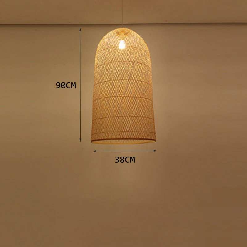 38X90CM Бамбуковый в китайском стиле ткачество подвесной светильник Освещение Современный внутренний Декор Лофт лампа гостиная ночник с подставкой - Цвет корпуса: 38X90CM