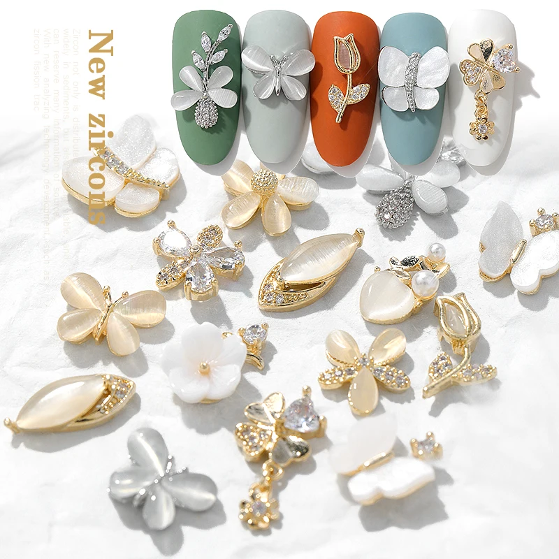 

2Pcs Zircon Nail Art Butterfly Luxury Decorations Bow Ties Flower Pendant Sparkle Rhinestone Jewelry Ornaments Nails Accessories