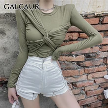 Best Offers GALCAUR Korean T Shirt For Women O Neck Long Sleeve Cross Ruched Slim Knitting Oversized T Shirts Female 2020 New Autumn Clothes Best Offers GALCAUR Korean T Shirt For Women O Neck Long Sleeve Cross Ruched Slim Knitting Oversized T Shirts Female 2020 New Autumn Clothes