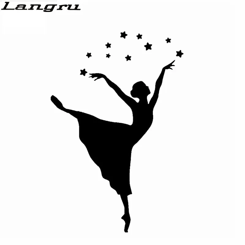 Langru 8.9CM*13.6CM Vinyl Graphics Decals Girl Dancer And Cute Stars Car Sticker Jdm | Автомобили и мотоциклы