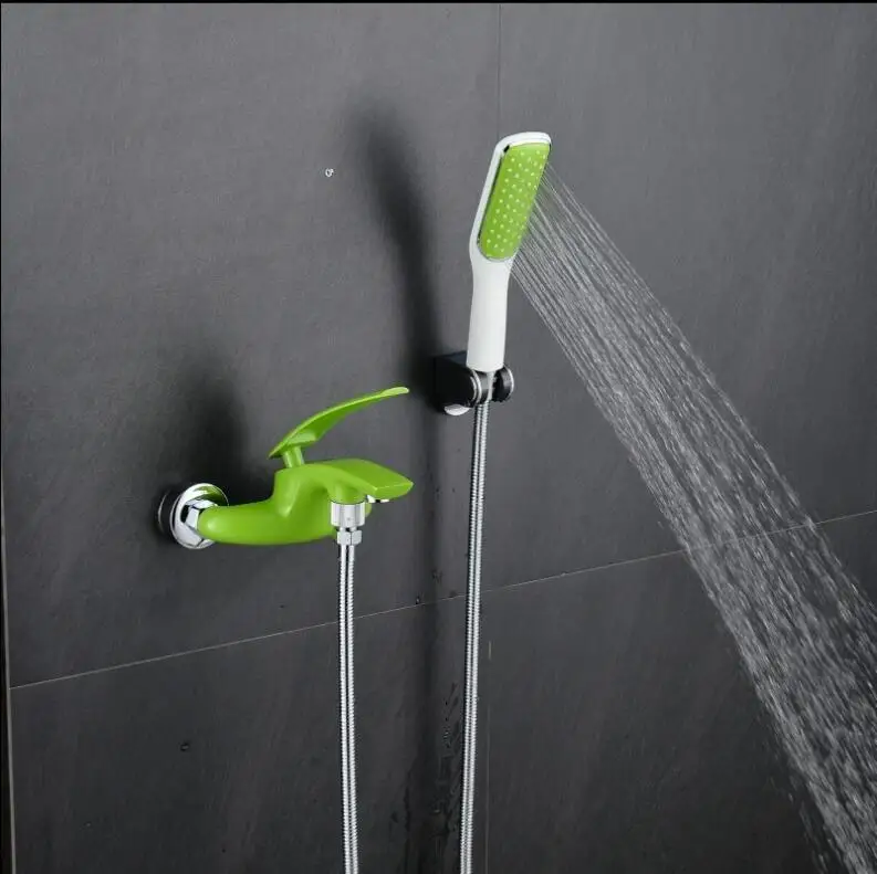 Vidric Bath& Shower Faucet white/orange/green/black/chrome wall mounted bathtub faucet exposed B&S faucet set hand held Shower