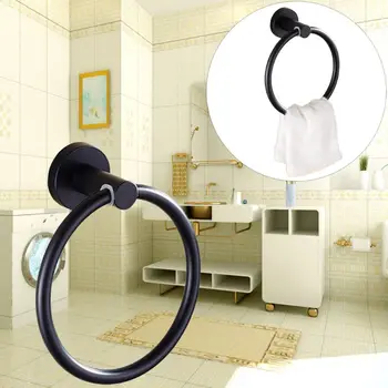 

Stainless Steel Wall Mounted Bathroom Round Towel Ring Holder Rack Shelf Hanger 6