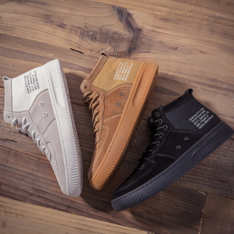 

2019 Autumn New Style High-top Board Shoe Men's Korean-style Trend Versatile Casual Shoes Winter Men Thick Bottomed Workwear Tre