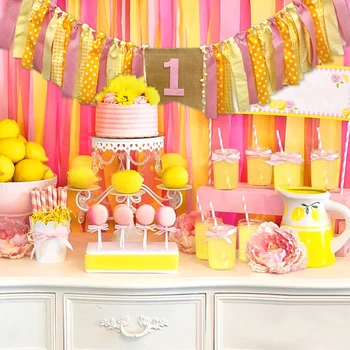 

1pcs Banner Pull Flag INS Yellow Theme Party Decor Banners Pull Flags 1st Birthday Baby Shower Party Home Decor Pull Flags