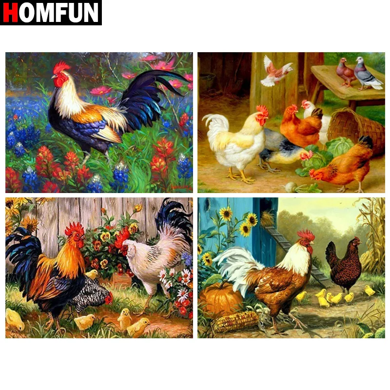 Алмазная живопись HOMFUN картина куриная Ферма Стразы 5D сделай сам вышивка