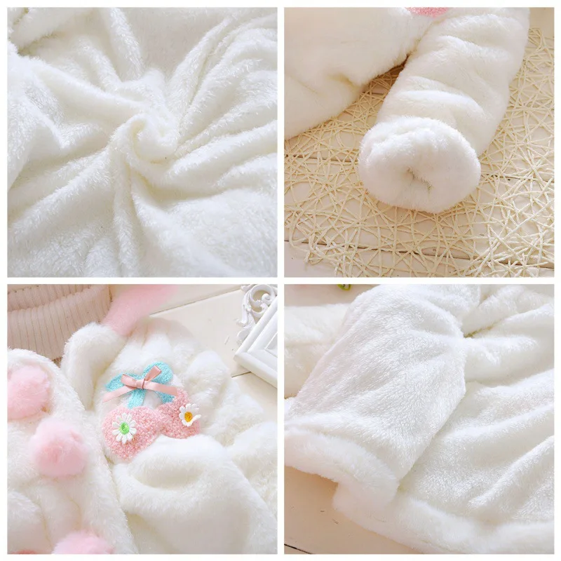 Baby Coat Autumn Winter Girls Artificial Fur Long Sleeve Outerwear With Rabbit Ear Cute Hairy Comfortable Warm Hoodie