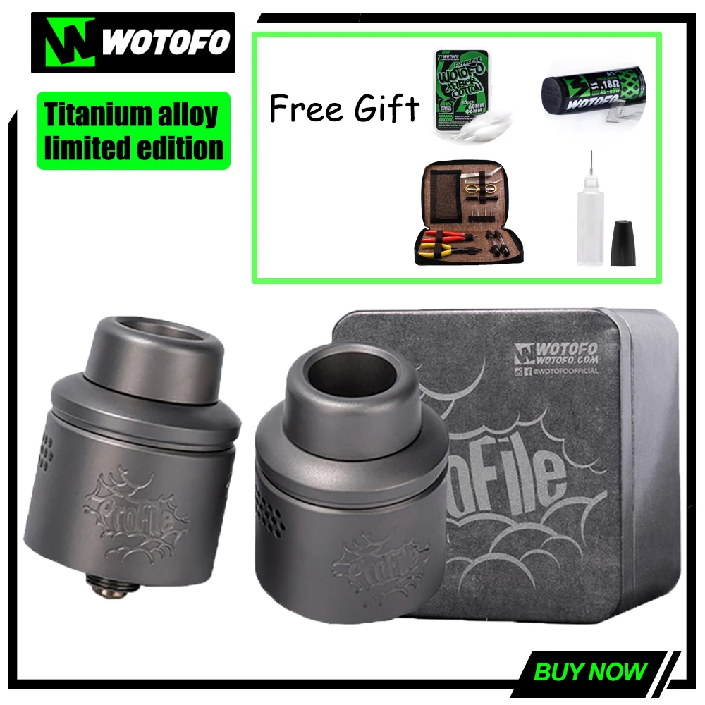 Оригинальный профиль Wotofo RDA Kit титановый атомайзер 24 мм A1 сетчатая катушка 0 18 Ом