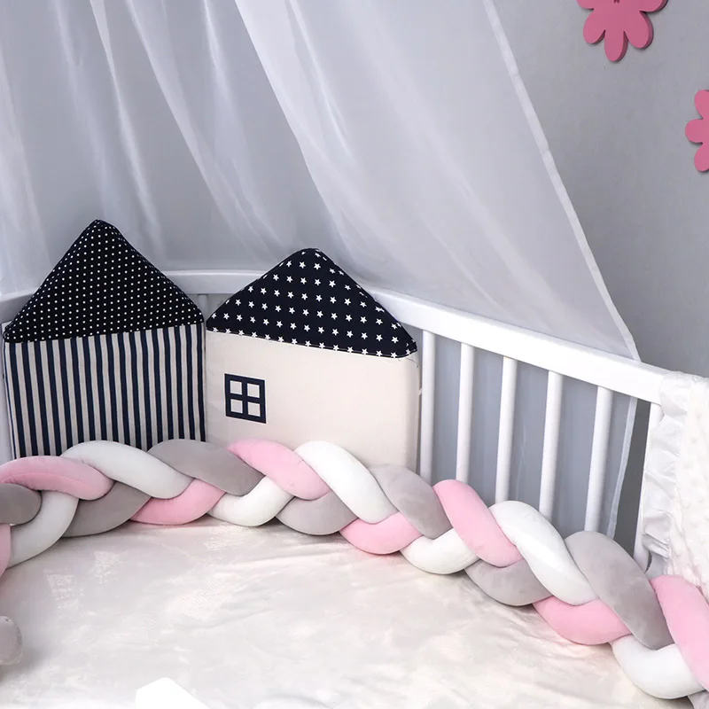 Детский бампер для кроватки, оплетка для новорожденных, защита для кроватки, бамперы для кроватки, аксессуары для детской кроватки, бортики с узлом, дизайнерский бампер для детской комнаты