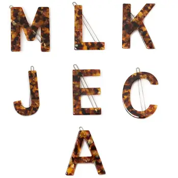 

Minimalist Women Vintage Resin Acetate Hair Clip Leopard Capital Letters Hairpin