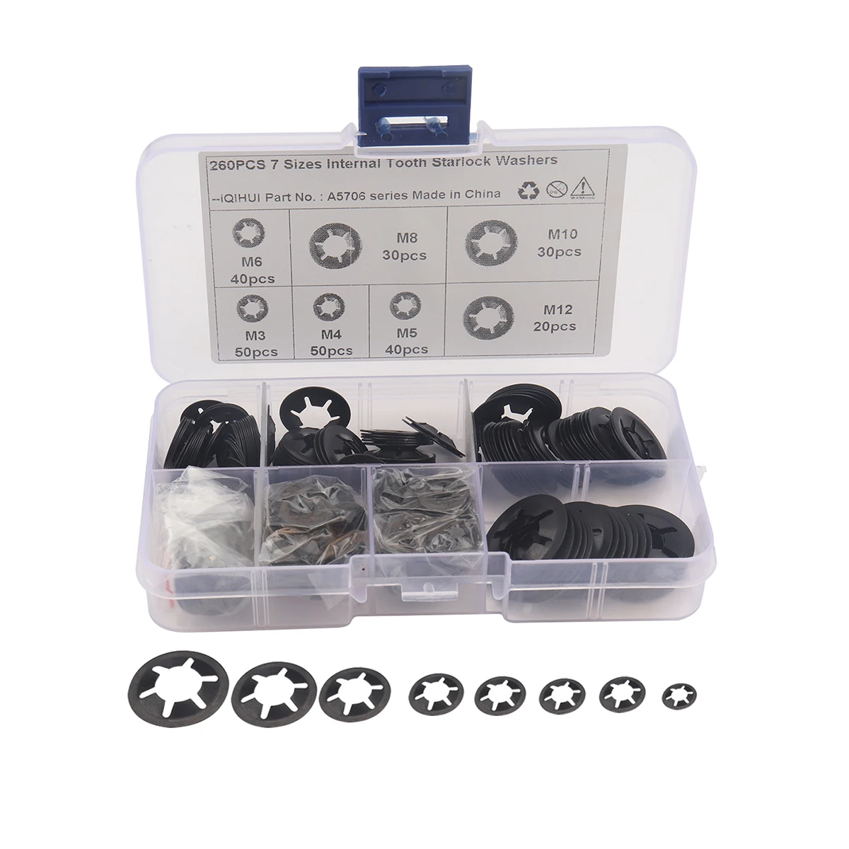 

260 PCS -7 Specifications Of Plum Hole Bearing Clamp Ring/Manganese Steel Plum Ring #10 Grid/ Internal Tooth Starlock Washer