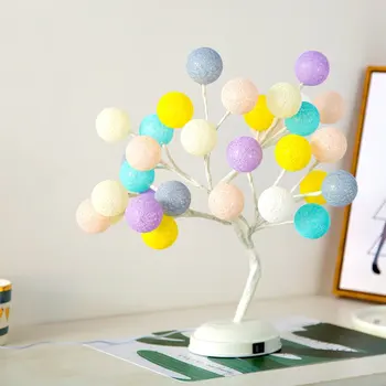 

LED Tree Night Light Literary Simple Style Colorful PVC Balls 3W Bedroom Holiday Romantic Decoration AA Battery Powered Lamps