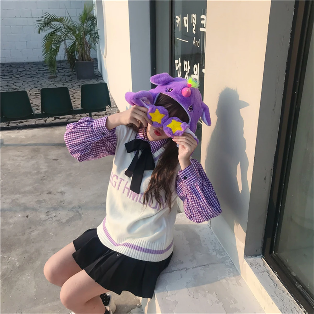 Британский консервативный Японский Школьный свитер для девочек, жилет, школьная форма, v-образный вырез, вышивка, луна, милый студенческий корейский вязаный жилет