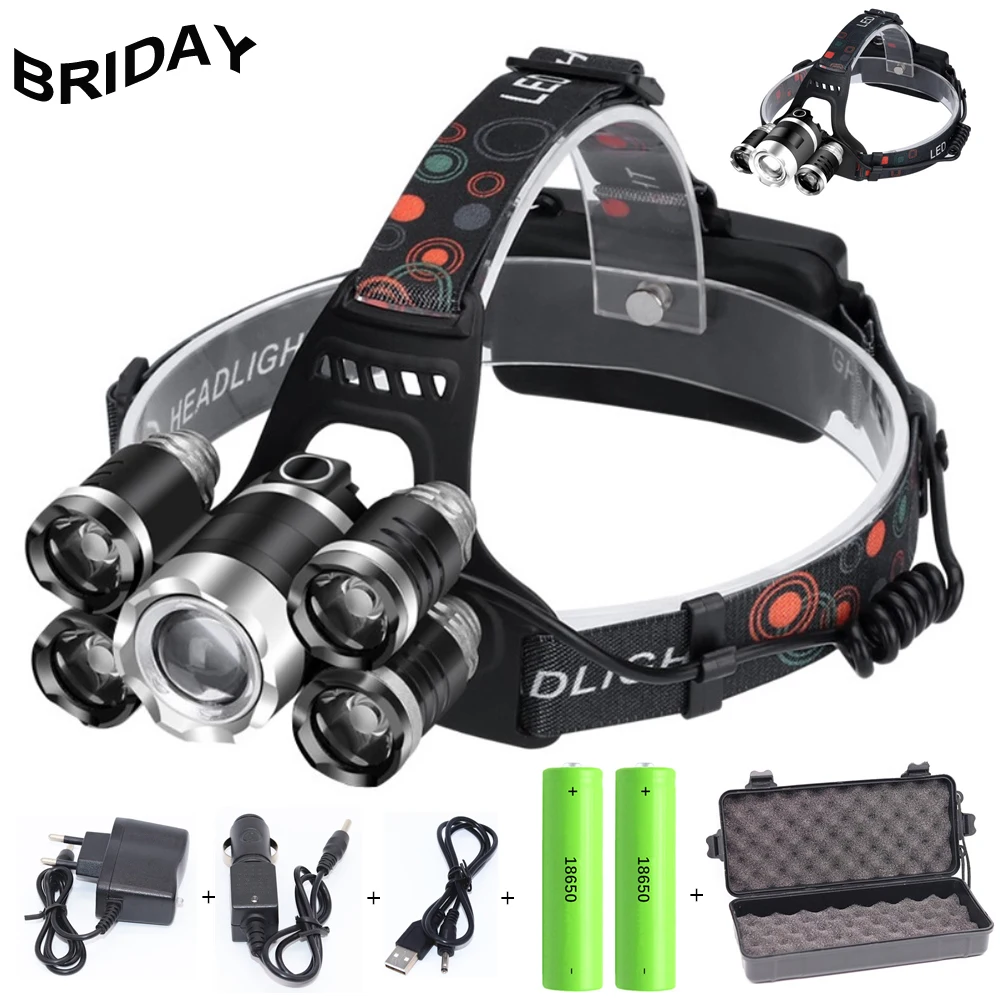 

High Lumens ZOOM LED Headlight Headlamp LED T6 Head Lamp Flashlight Torch Head Light 18650 battery For Camping, Fishing