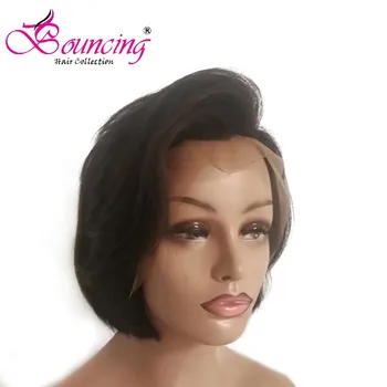 

Bouncing Straight Short 100% Human Hair Wigs Indian Hair 13*4 Lace Front wigs Natural Color 150% Density Remy Hair