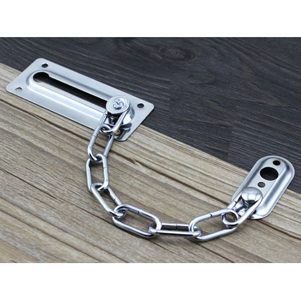 Stainless Steel Door Chain Guard Lock Slide Bolt for Home Hotel Dorm Entrance Security