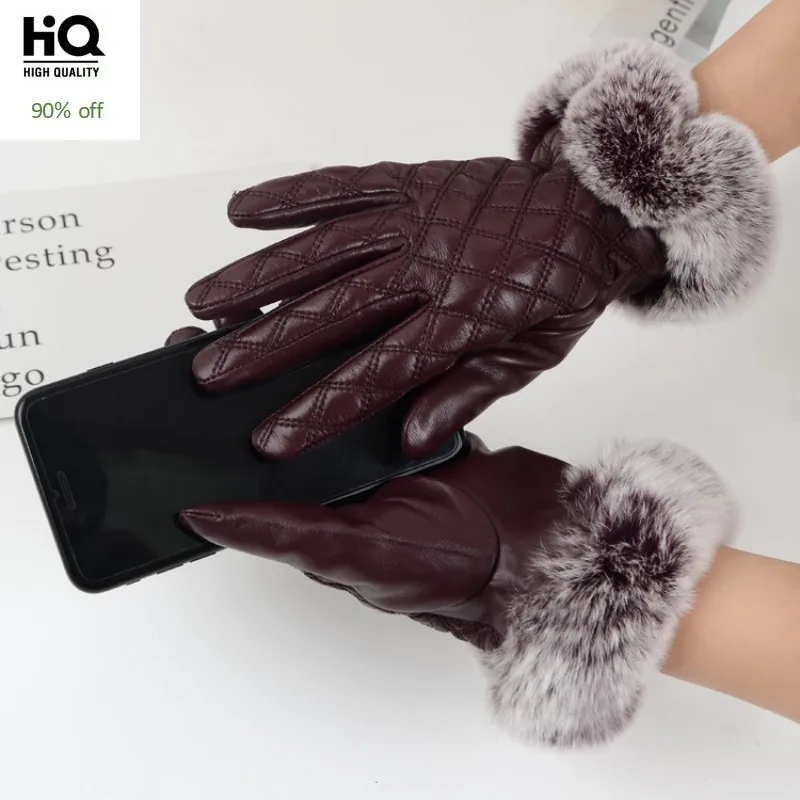 

2020 New Arrival Gloves For Women Fashion Fur Women Motorcycle Gloves Solid Driving Gloves Comfortable Luva Feminina Inverno
