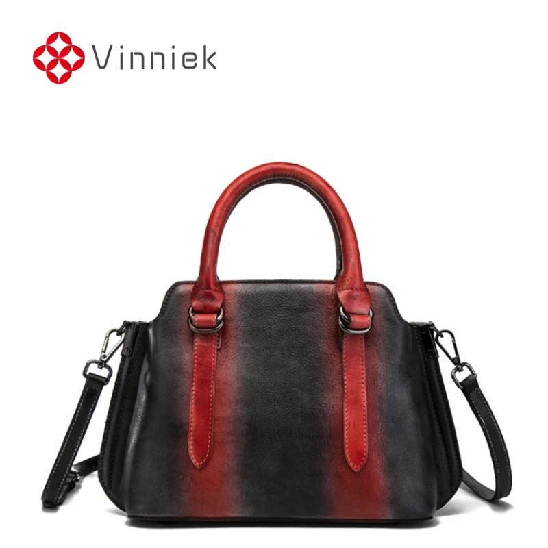 

2020 New Handmade Genuine Leather Shoulder Bags Women Vintage Contrast Cowhide Handbag Cross Body Large Capacity Casual Tote Bag