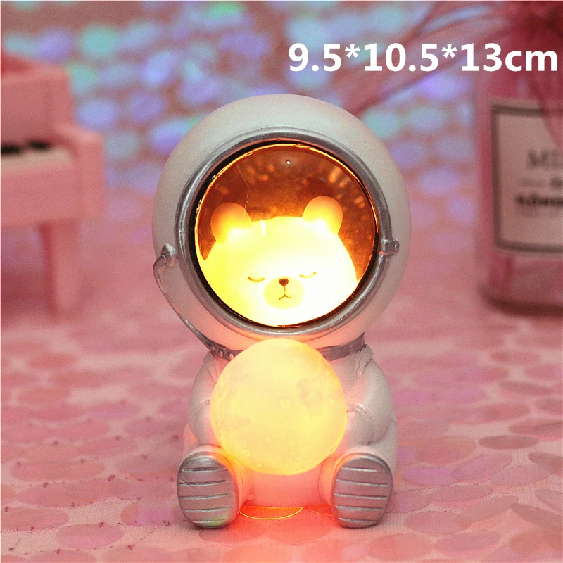 Large bear Ночной светильник LEDIARY Animal Astronaut, собака, кошка, медведь, украшения, светильник для животных, настольная лампа, теплый белый декор из смолы, светильник ing - Испускаемый цвет: Large bear