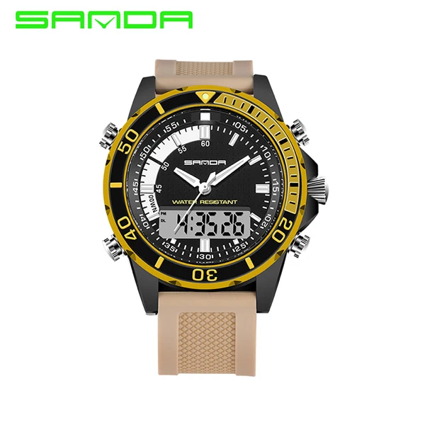 Heren Horloge Merk SANDA спортивные Duiken светодиодный дисплей Horloge модная повседневная Резиновая лента Horloge Mannen Montre Homme Relogio - Цвет: Многоцветный