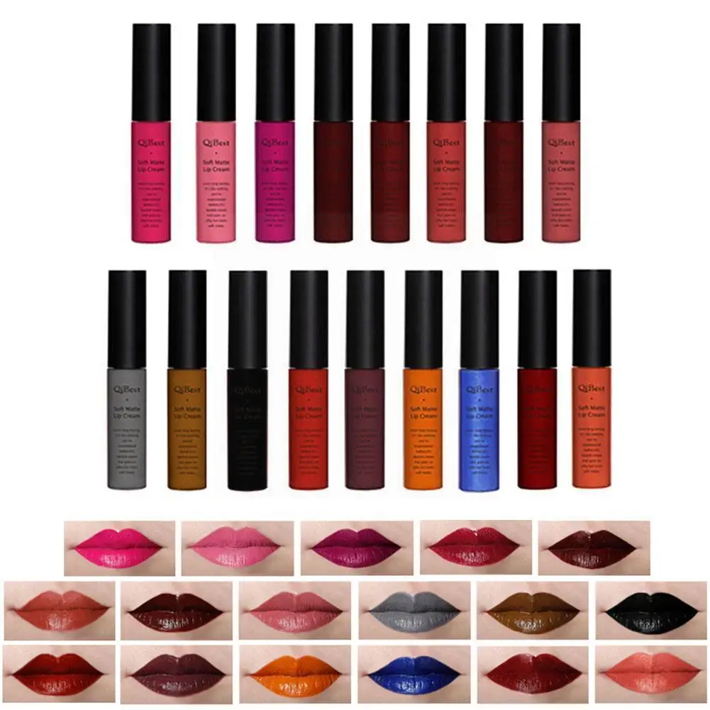 34 Color Liquid Lipstick Waterproof Long Lasting Cosmetic Purple Black Blue Up Gloss Matte Make Nude Lip Makeup H8R6 |