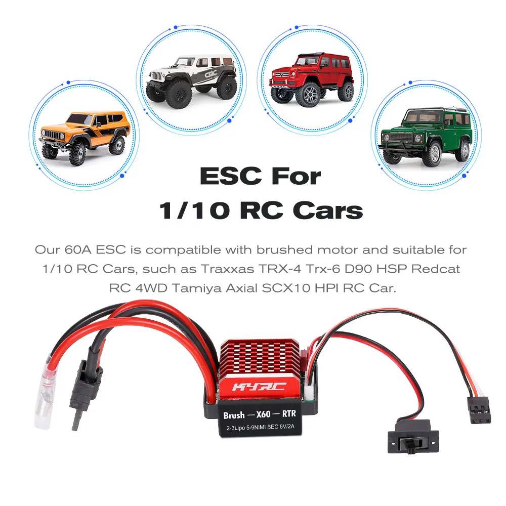 Regolatore Di Velocità 9IMOD 60A Brushed ESC Per Auto RC 1/10 - Nuovo