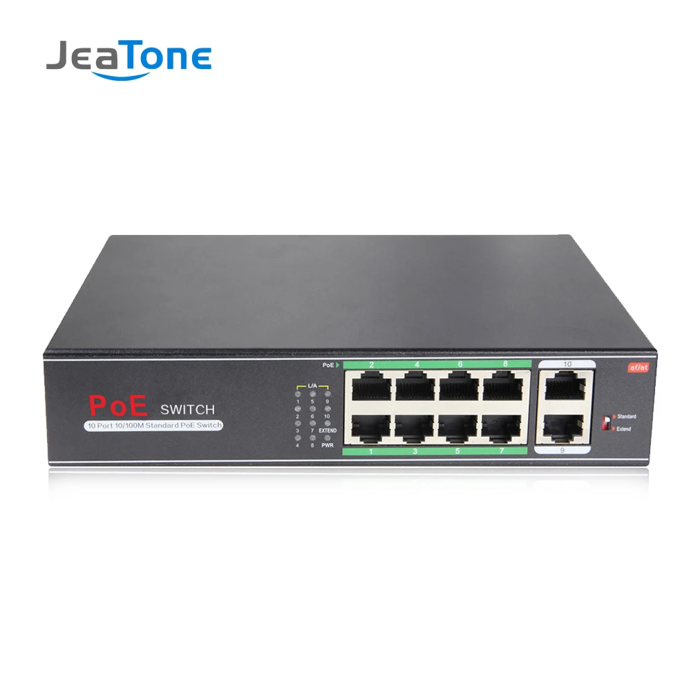 JeaTone 10-port 10/100 Мбит/с PoE коммутатор для IP видео домофон