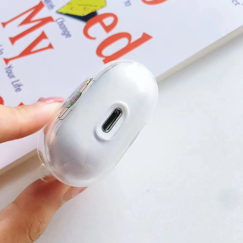 Милый мультяшный беспроводной Bluetooth чехол для наушников для Apple AirPods, наушники для зарядки, стежок, прозрачный защитный чехол для AirPods