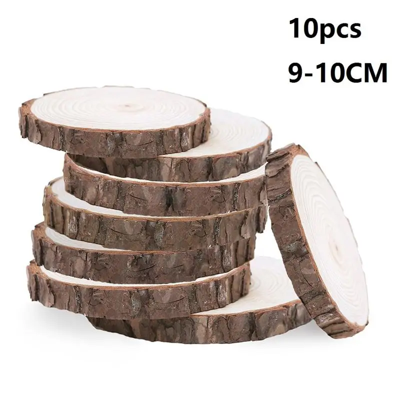 10pcs 9-10CM 30 шт. натуральные деревянные диски натуральные креативные декоративные деревянные 8-10 см срезы диски бревна центральные для Свадебные поделки «сделай сам» - Цвет: 10pcs 9-10CM
