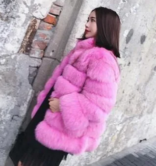 Модные милые размера плюс зимняя верхняя одежда с мехом, пальто с искусственным мехом, Для женщин с высоким воротником с длинными рукавами и имитацией комплекта Меховая куртка Fourrure с Минни Маус Abrigos Mujer - Цвет: Purple