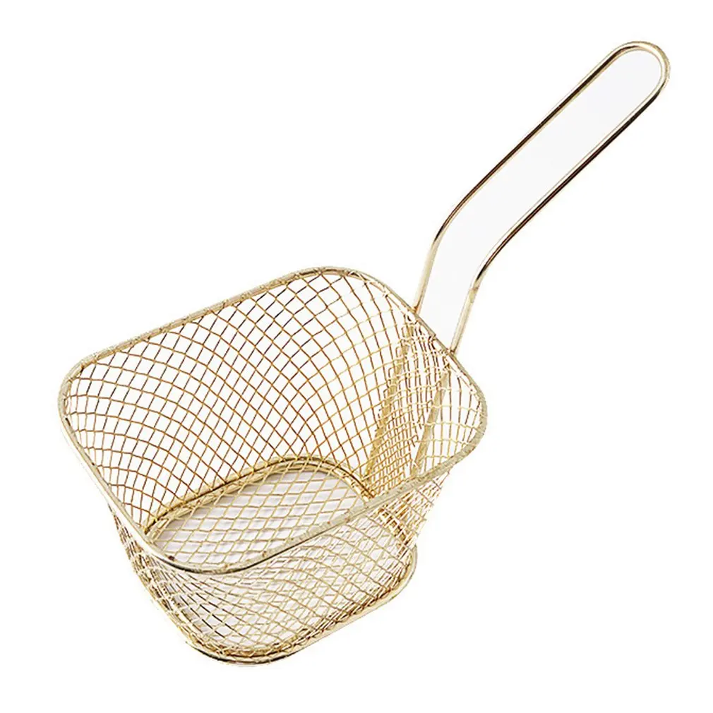 large Kitchen Cooking Tools Mini Stainless Steel French Fries Net Fry Fryer Basket Small Square Shape Kitchen Basket - Color: large