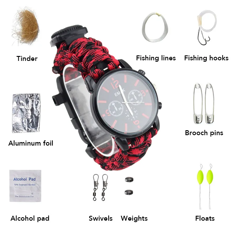 

Table Mountain Outdoor Emergency Life-Saving Waterproof Compass Multi-functional Watch Ignition Students Survival Escape Watch