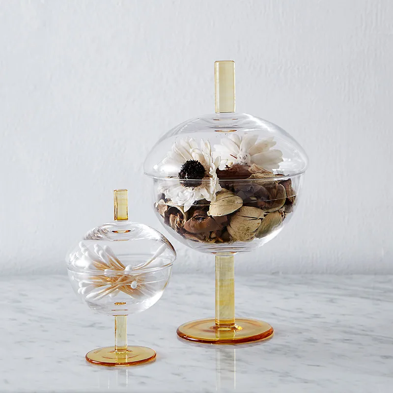 Европейский стиль прозрачная стеклянная Рождественская ваза для конфет с крышкой креативные декоративные конфеты бак для хранения