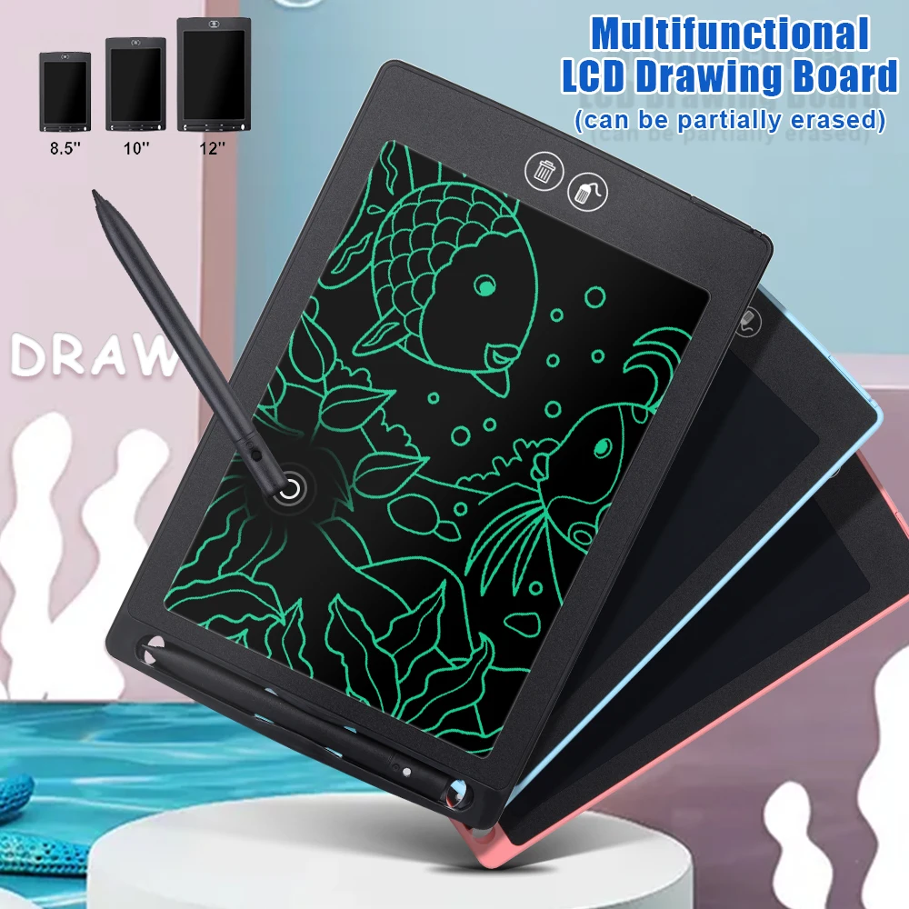 Reusable Paperless Handwriting Drawing Tablet for Kids Children Home School Office White, 8.5 Inch Electronic Writing &Drawing Board 8.5 Inch/12 Inch Portable LCD Writing Tablet 