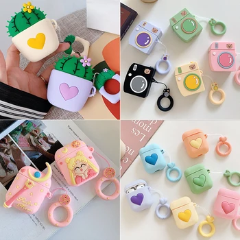 

Cute Cartoon Earphone Case for Apple Airpods Silicone Soft Leather Cases for Airpod 1 2 Accessorie Charging Box Protective Cover