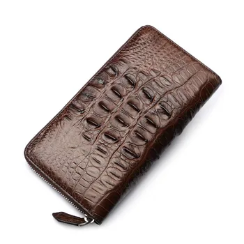 

YILUNXI Male clutch bag Genuine leather Clamping sack handbag man Luxury crocodile functional men black brown zipper wallet