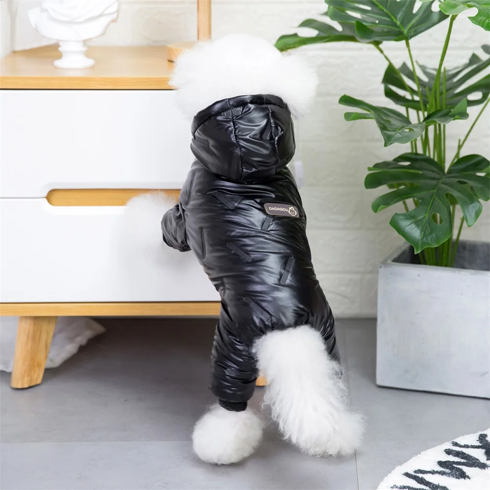 Pet Jacket Winter Pet Dog Jacket Clothes Hooded Four-Legs Padded Jacket Clothing Super Warm Thicker Cotton Coat Waterproof Small Dogs