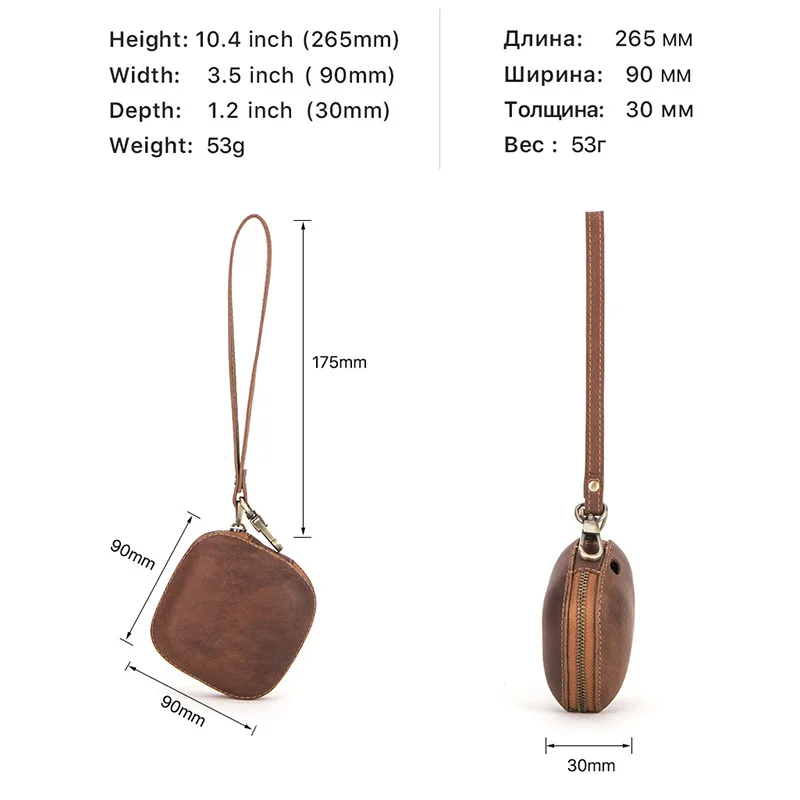 Luxury genuine cowhide leather vintage wireless earphone cases for powerbeats pro retro casual zipper earphone accessories