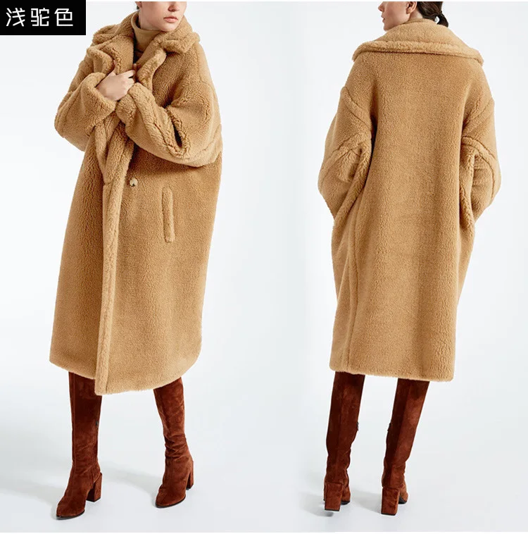 Зимнее длинное пальто из овечьего меха женское плотное теплое пальто из плюшевого меха модное женское искусственный мех Меховая куртка женское Свободное пальто из искусственного меха WJ432