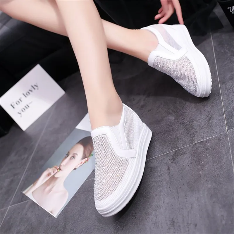 

Hidden Wedge Sneakers Woman White Shoes New Mesh Womens Slip on Sneaker Shoes Female Sport Shoes Zapatillas Dama Casuales