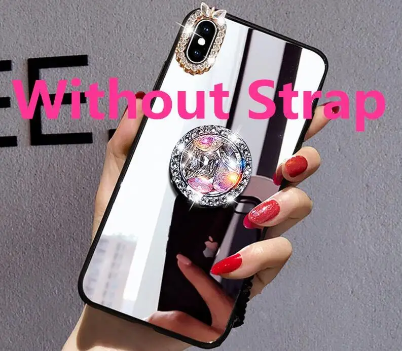 Mirror Rhinestone Makeup Women Case For Xiaomi Redmi K20 Pro 10X Note 8 8T Redmi 9 8 8A 7A S2 Glitter Diamond Finger Ring Cover xiaomi leather case hard Cases For Xiaomi