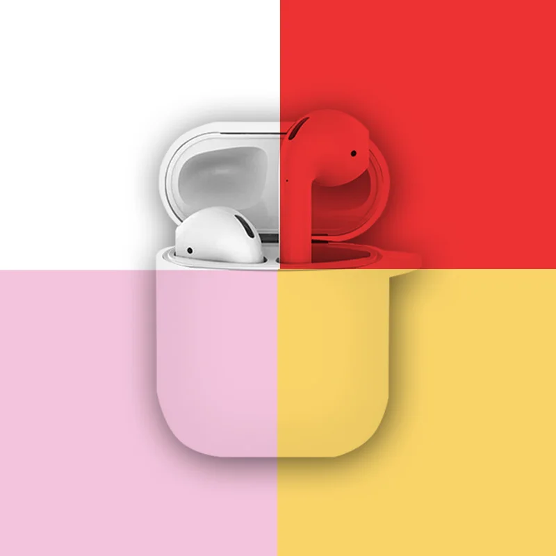 Цветной беспроводной чехол для наушников с Bluetooth для Airpods 2, силиконовый защитный чехол для Airpods, модный красный, розовый, желтый чехол