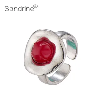 

Sandrine Brand Creative Rough Surface Design Adjustable Finger Rings For Women Lady Friends Lovers Birthday Gift