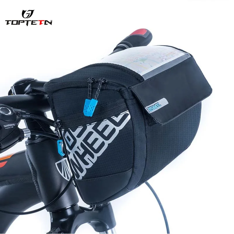 TOPTETN 3L Waterproof Bike Bag High Capacity Handlebar Front Tube Bag Bicycle Pocket Shoulder Backpack Cycling Bike Accessories