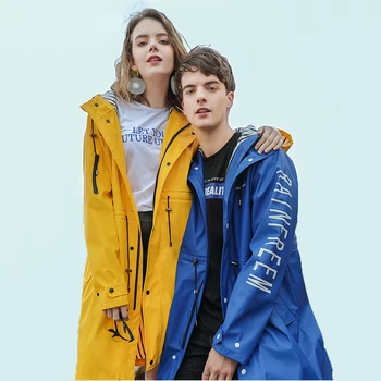 

Amarillo Impermeable para hombre abrigo largo para mujer Impermeable para exteriores Impermeable