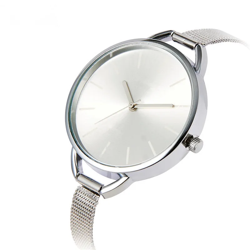 

AliExpress Hot Selling Simple Rivet Measuring Design Geneva Gold Women's Fine Mesh Belt Steel Watch