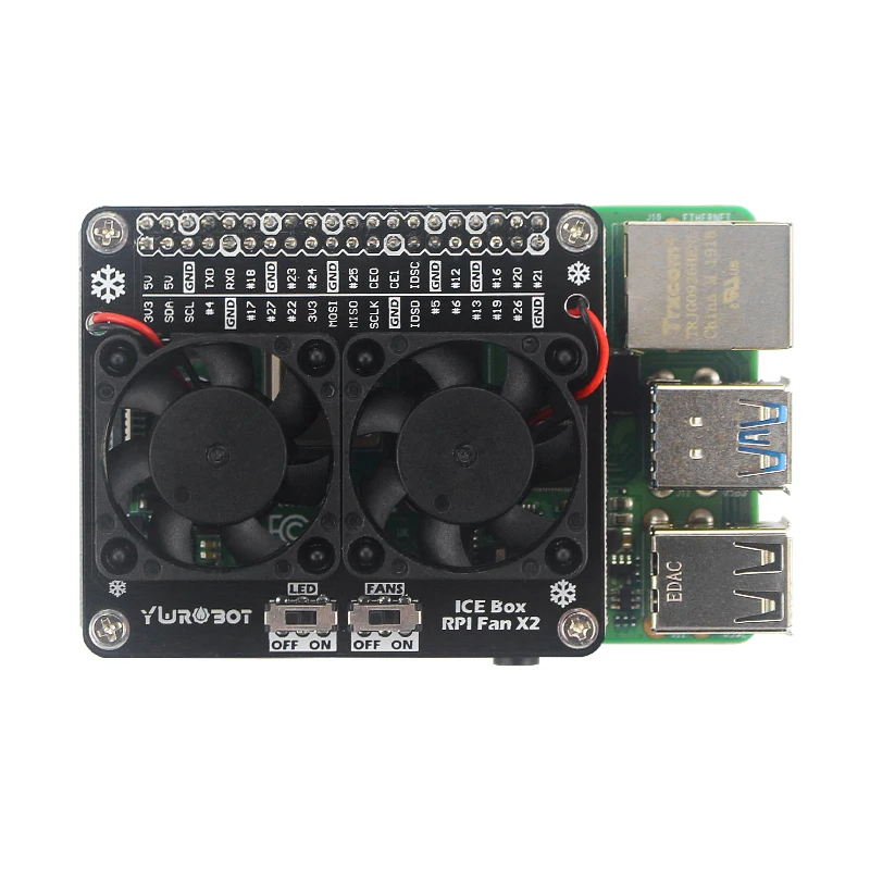 Raspberry pi Modelo b Gpio Extenstion Placa Interruptor Ventilador de Refrigeração Chapéu com Led Azul Único Ventilador Duplo para Raspberry pi 4b 3b Mais 3b - Imagem 4