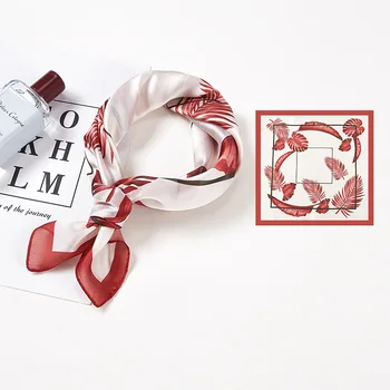 

Literary Retro Decorative Small Scarf Female Wild Simulation Silk Square Printing Strap Multifunctional Scarf Women 2020 Spring