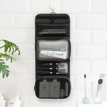 

Hanging Travel Cosmetic Bag Large Capacity Cosmetics Folding Toilet Bag Waterproof Portable Storage Bag Bathroom Wash Bag